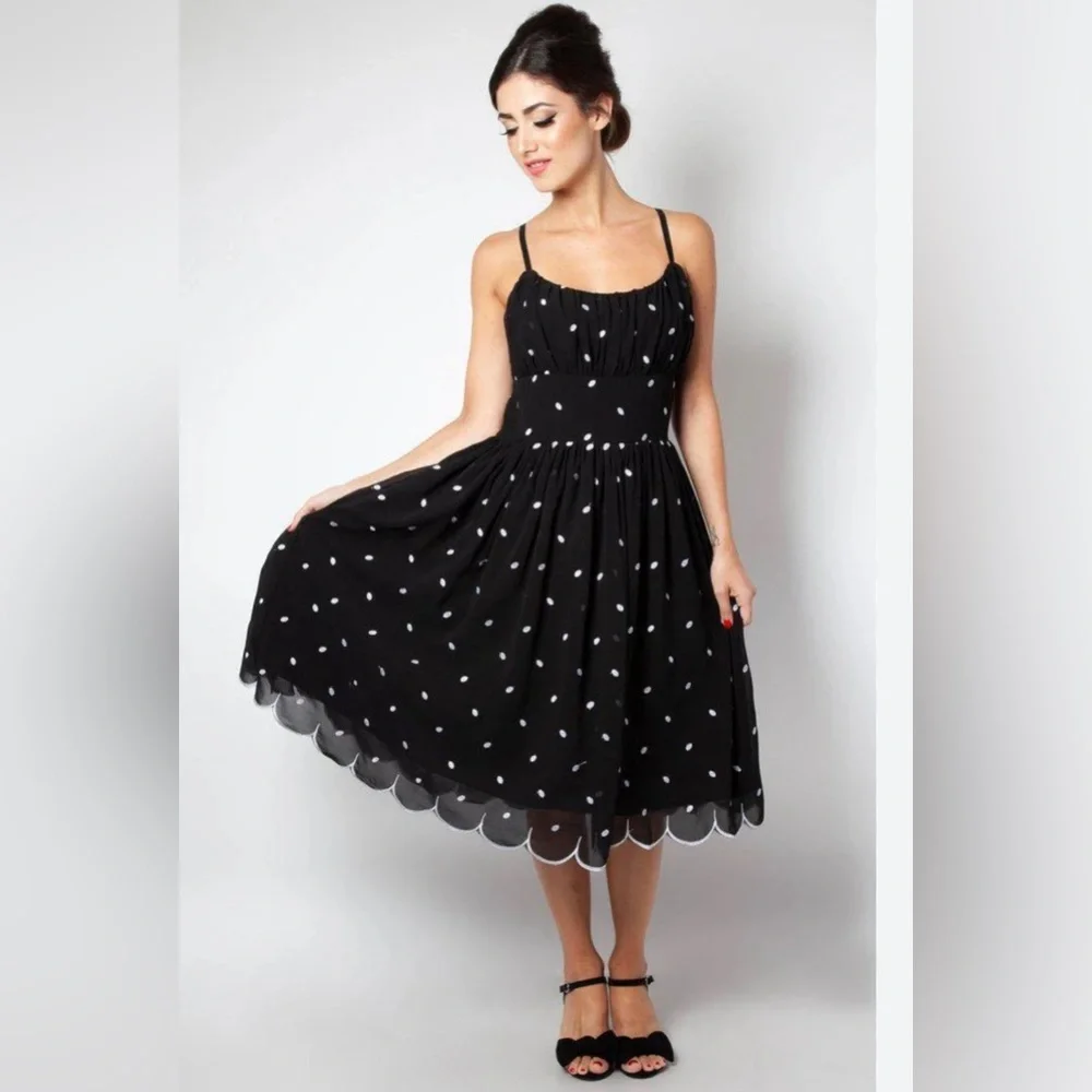 New Voodoo Vixen 50s Retro Black Polka Dot Fit & Flare Size Small 4 - Picture 1 of 11